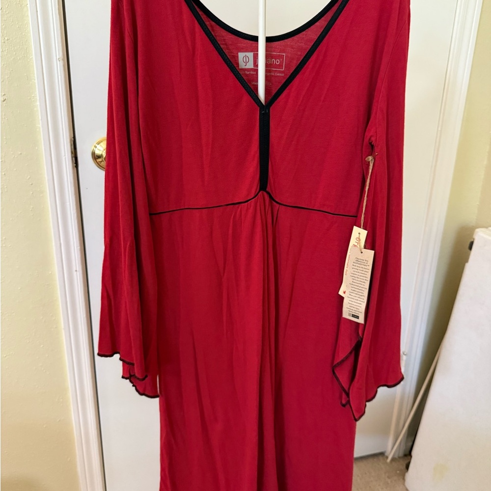 Elegant Red dress with Soft Fabric and Relaxed Fit and fun sleeves